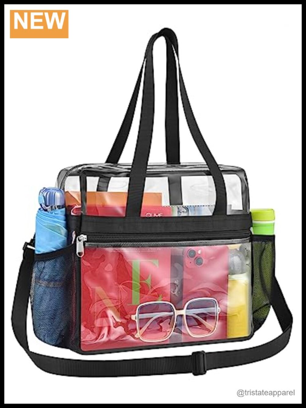 Clear Stadium Approved Tote Bag Crossbody PVC Heavy Duty Water Resistant